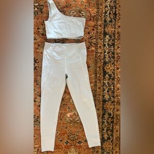 Girlfriend Collective White High-Waisted Leggings and Crop Top Set